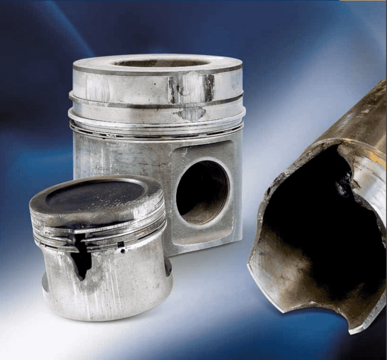 thân piston bị hỏng do nhiều nguyên nhân